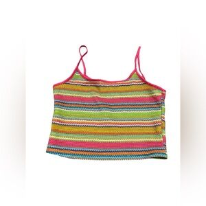 Color Striped Cropped Tank Top